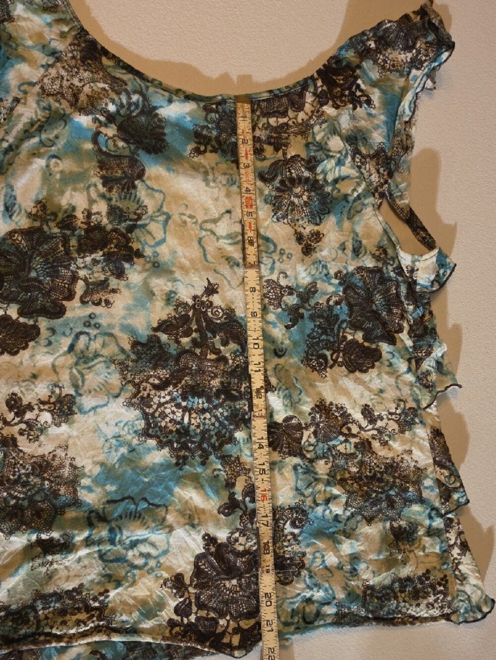 Cato Teal Tan Black Floral Sheer Camisole - Picture 4 of 5